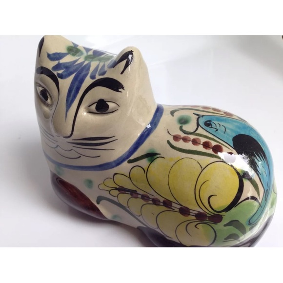 Artist Signed Mexican Pottery Cat Figurine Folk Art Collectible - Picture 9 of 10